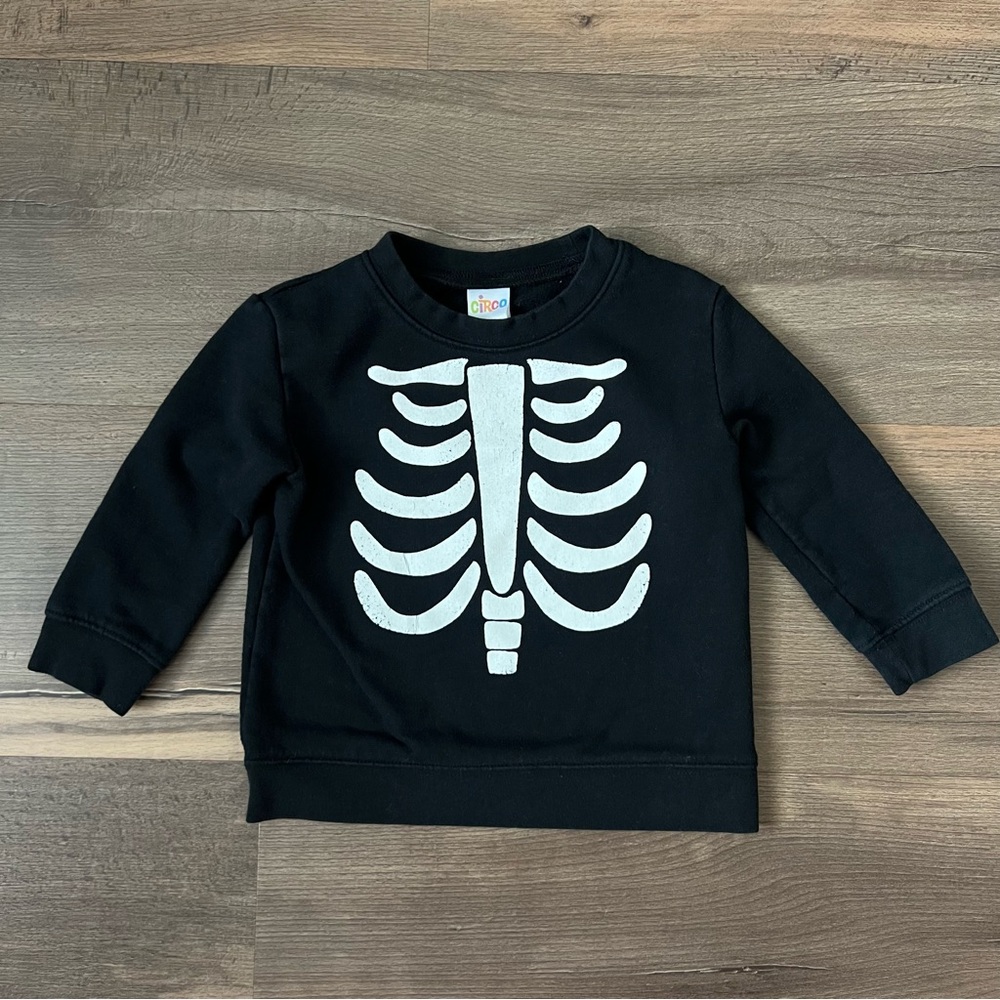 Y2K Circo 2013 Toddler Halloween Skeleton Crewneck Sweatshirt - Black - 2T